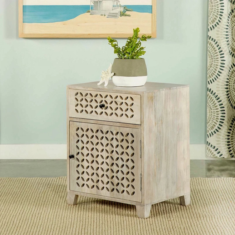 Washed 1-Door Accent Cabinet With Drawer
