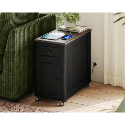 End Table With Storage Charging Station Hidden Usb Ports And Outlet