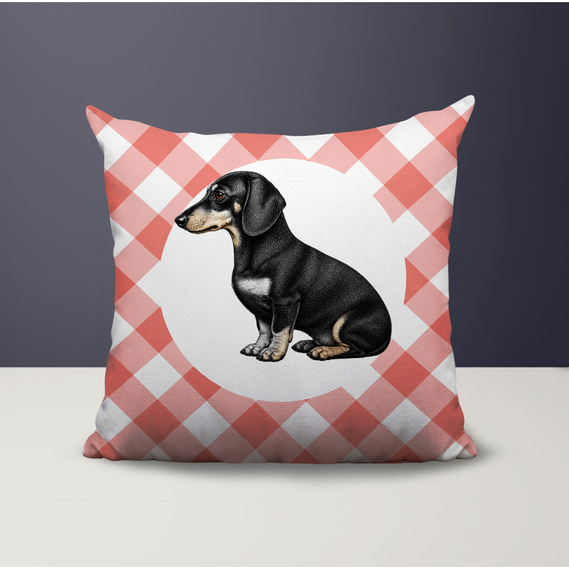 Coussin réversible intérieur / extérieur Dachshund Dog, 18 x 18, Pêche