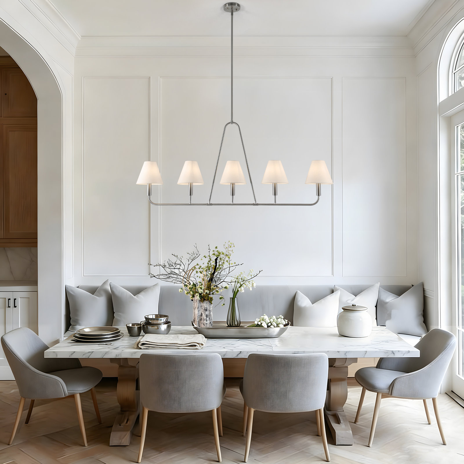 Iron 5-Light Chandelier, Nickel