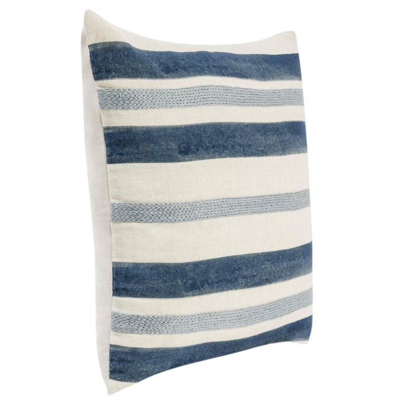 Seiano 22"  Fabric Striped Blue Throw Pillow