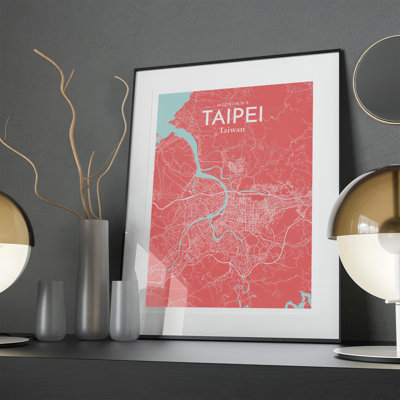 Taipei City Map in Maritime 1 Piece Wall Art