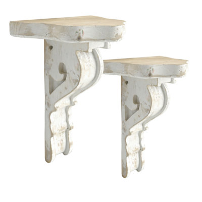 Vintage Shabby Wood Corbels Brackets for Shelf Farmhouse Wall Decor