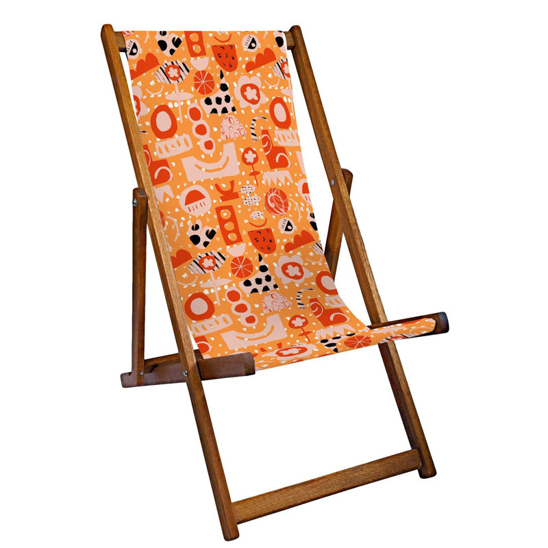 Delanay Folding Deck Chair, Orange/Pink/Red