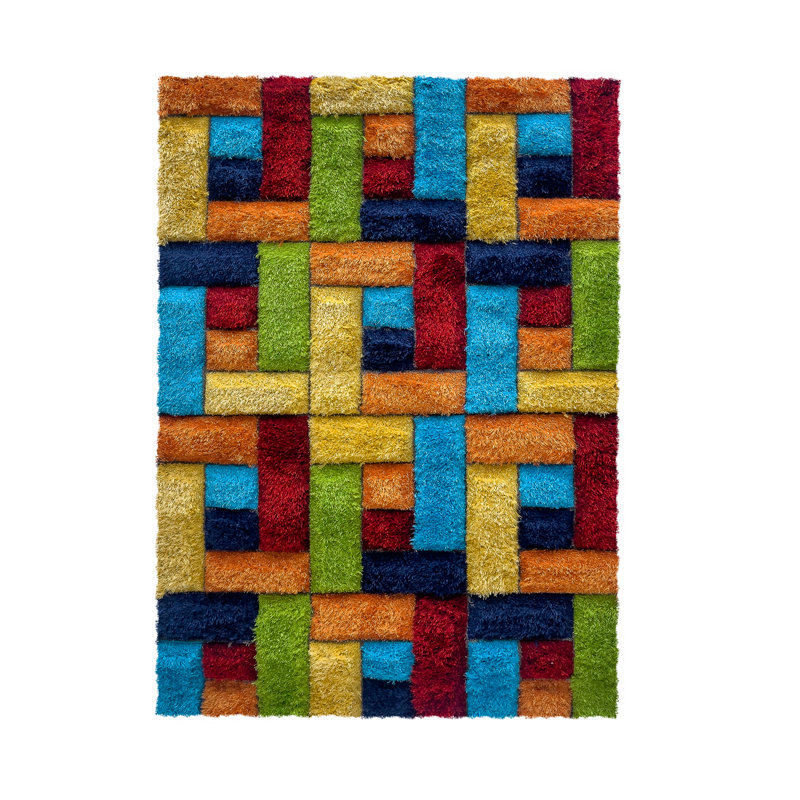 Huetter Geometric Hand Woven Shag Area Rug, Rectangle 80 x 150cm
