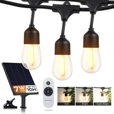 Ambience Pro Guirlande solaire à énergie solaire avec 32 ampoules S14 blanc chaud, cordon résistant aux intempéries et de qualité commerciale