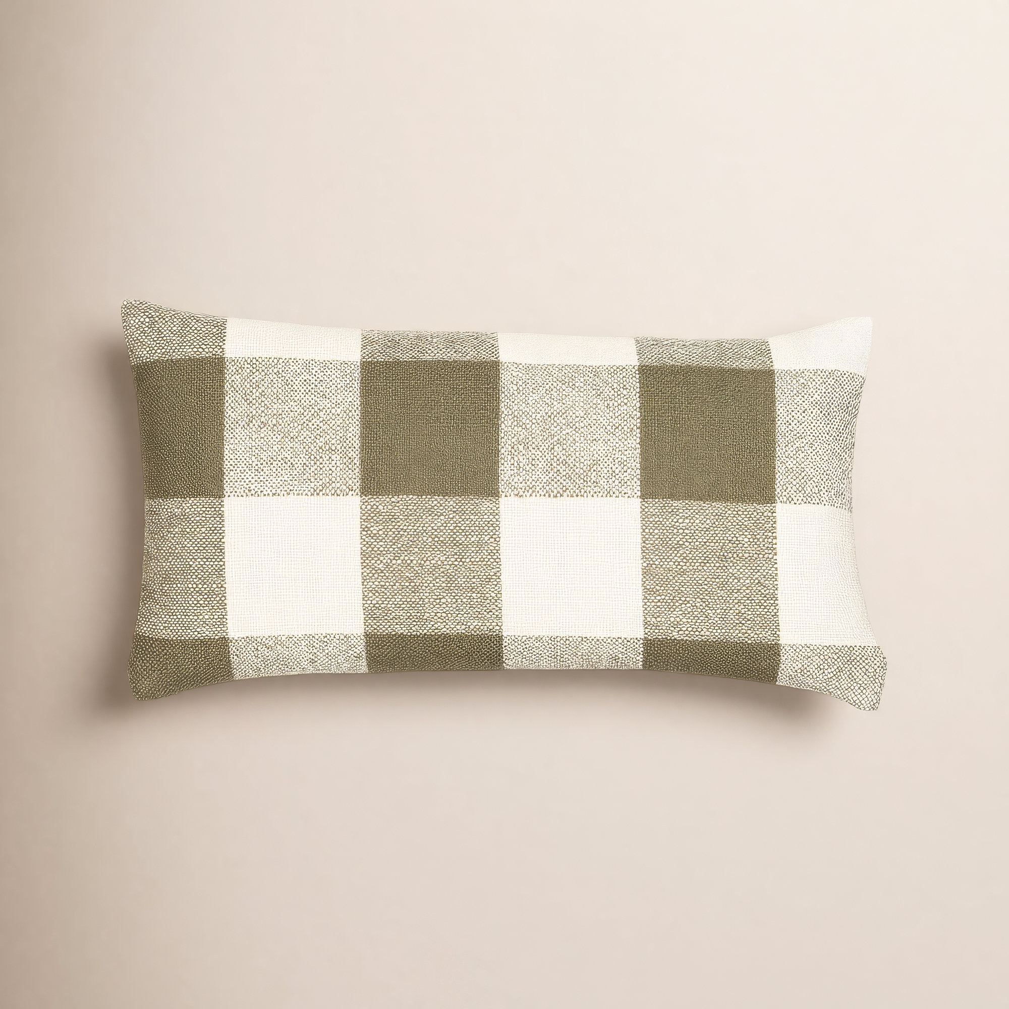 Birch Lane Cleveland Throw Pillow Lumbar, Feather, Green Checkered