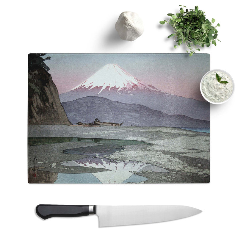 Tempered Glass Fujiyama from Okitsu by Hiroshi Yoshida Chopping Board, 39 cm x 28.5 cm