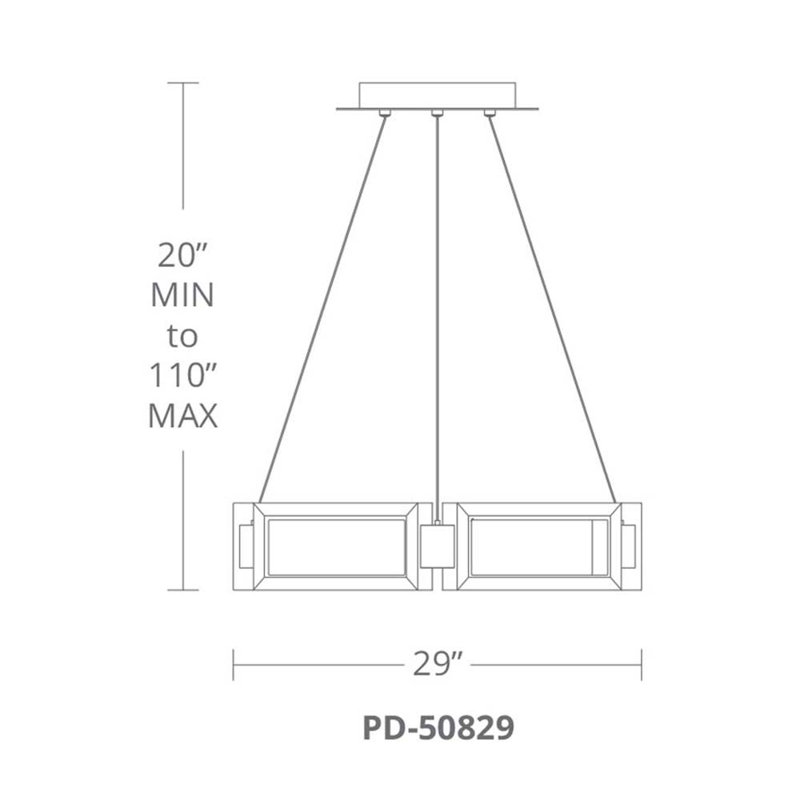 Mies 6 - Light LED Chandelier, 5.25" H x 29" W x 29" D 