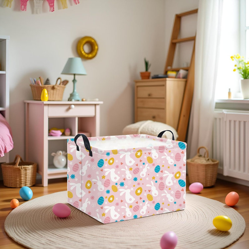 Panier de Pâques rectangulaire pour enfants Panier de Pâques pour garçons et filles Mignon organisateur de rangement de jouets Boîte de rangement (Paniers de Pâques)