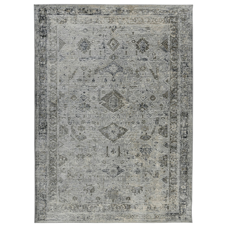 Kolby Traditional Bordered Premium Polyester Performance Area Rug