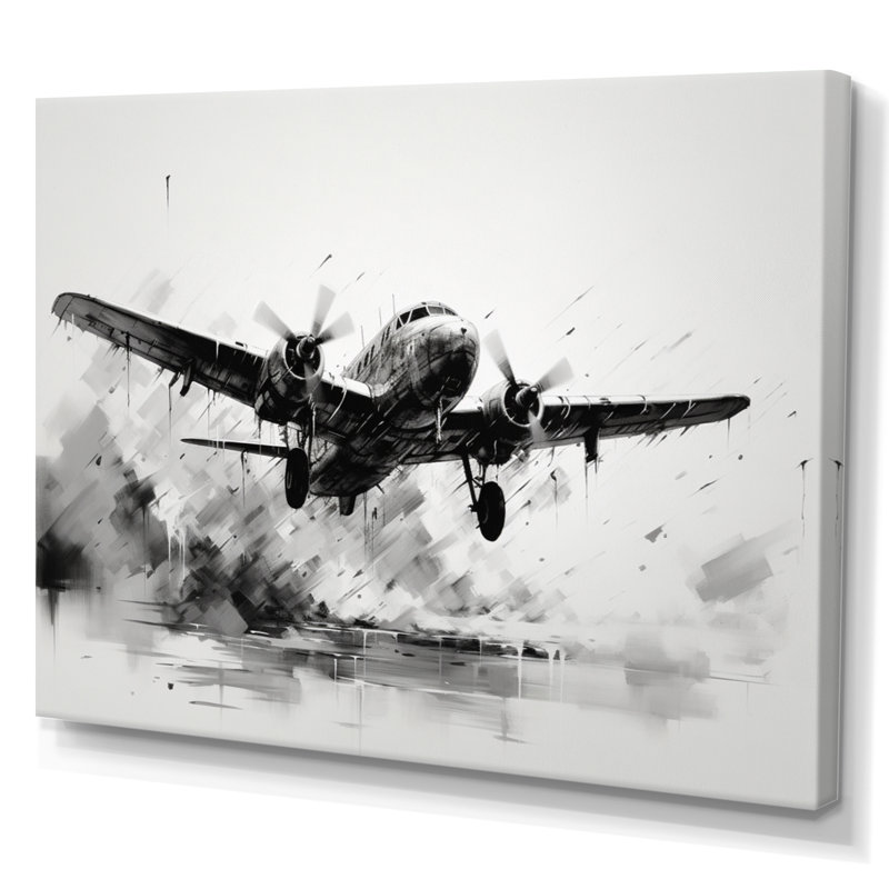 Expressive Plane Airborne - Plane Wall Decor, Wrapped Canvas, 34" H x 44" W x 1.5" D