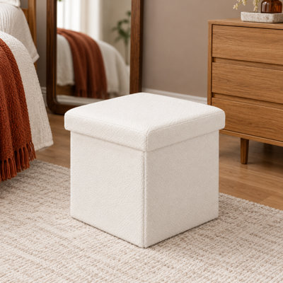 11.8" Folding Cube Storage Ottoman with Reversible Tray