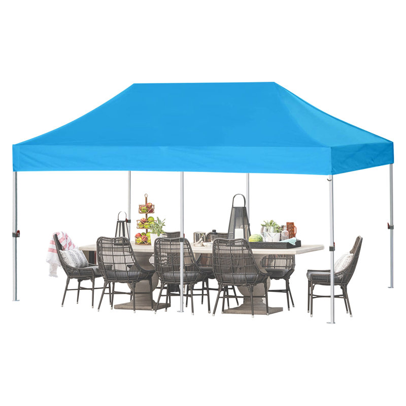 Amaziyah 96'' W x 96'' D Steel Pop-Up Canopy, Sky Blue, 10ft x 20ft