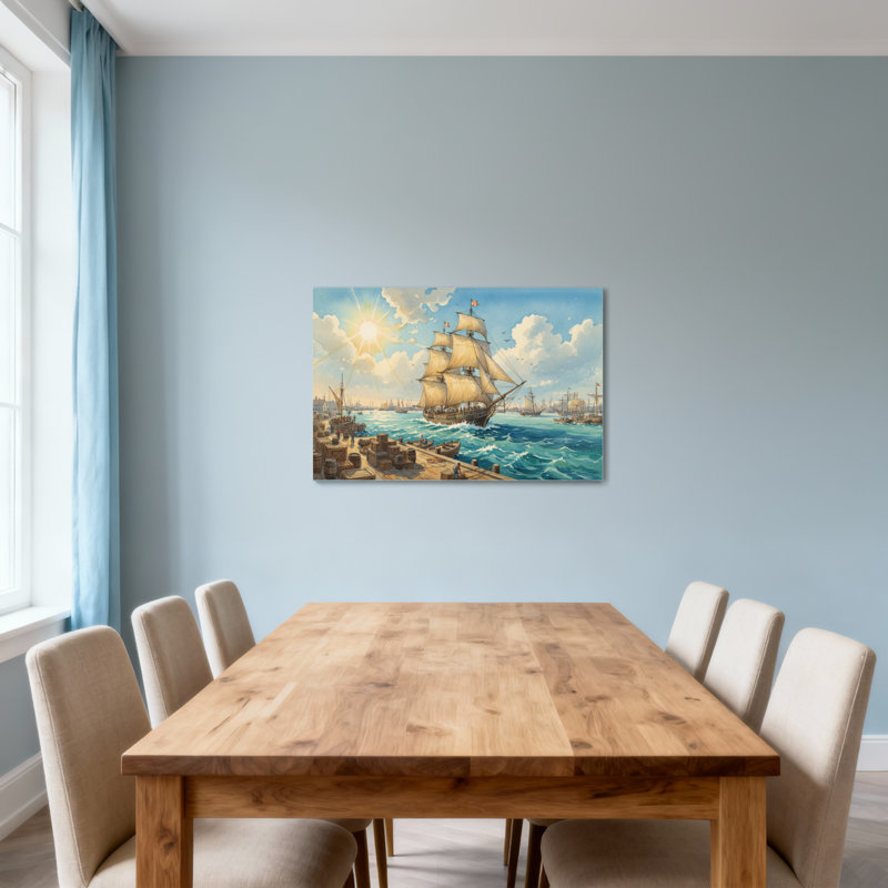 Paysage et nature Sunlit Harbor voilier quai, H 16 po x l 24 po