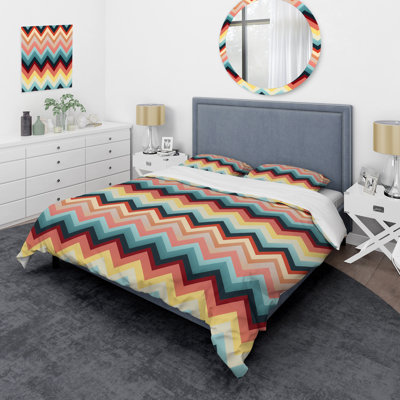 Literie rétro à motif de chevrons Mid-Century I