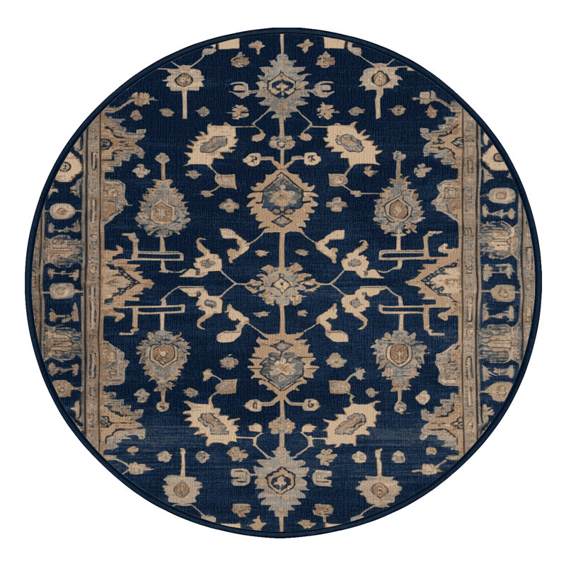 Tapis gris lavable à la machine, Rond 4 pi