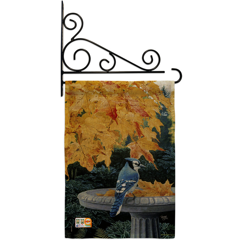 Bain d’oiseaux 2 côtés en polyester 19 po d’automne drapeau de jardin