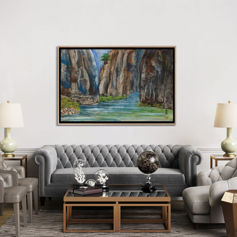 Trois frères - Affiche murale - Toile encadrée, 60 po x 40 po, Toile avec cadre, Beige