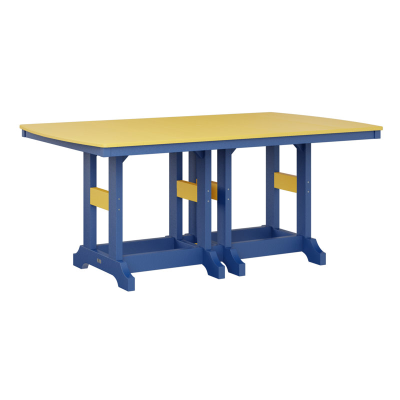 Table de salle à manger rectangulaire Berlin Garden, Bleu pacifique, Jaune soleil levant