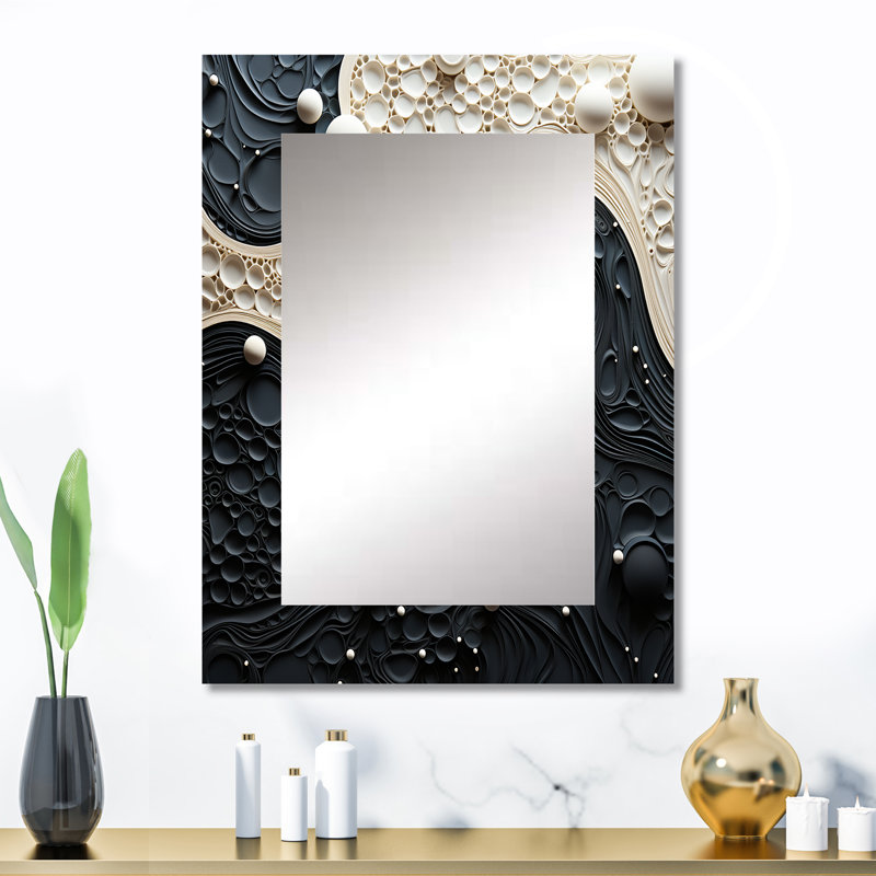 Blue White Tranquil Waters II - Modern Wall Mirror, 32" x 24"