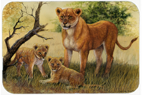 Caroline's Treasures Lion and Cubs Glass Cutting Board