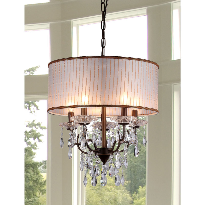 Orben 6 - Light Fabric Dimmable Drum Chandelier