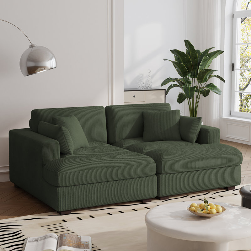 Bentura Echavarria 213.4Cm Recessed Arms Modular Sleeper, Green