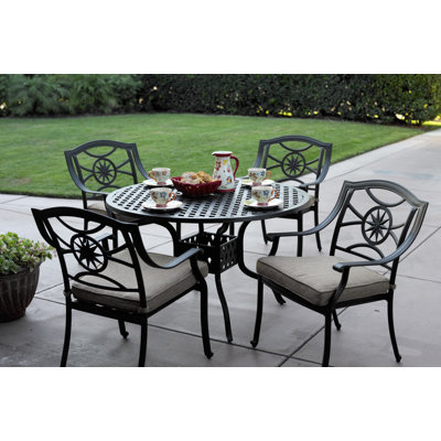 Aldeign 5-Piece Patio Dining Set with Cushions and 48'' Round Dining Table