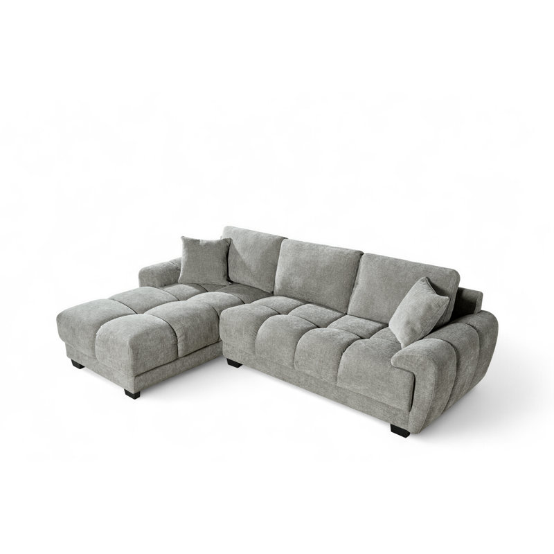 4 Seater Corner Sofa , Left Hand Facing, Grey Chenille