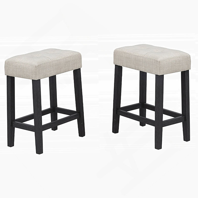 Tabouret de bar noir et beige en polyester (ensemble de 2), tabouret de bar sans dossier pour la salle à manger