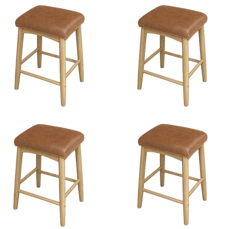 Tabouret de bar et tabouret de bar 24 po Mid-Century, Brun / bois, 4