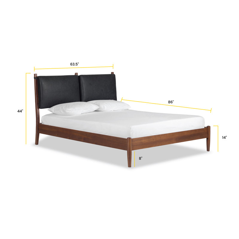 Livvy Upholstered Slat Bed, Onyx Black, Queen
