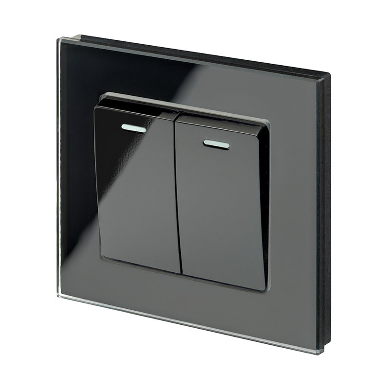 Crystal PG 2 Gang Rocker Light Switch White, Black