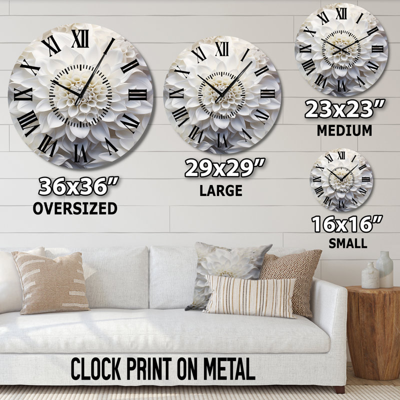 Minimalisme blanc Dahlia - horloge murale Dahlia, Médium