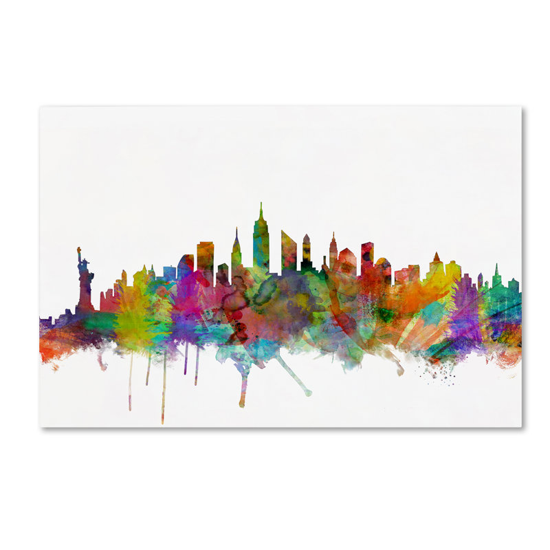 « new york city horizon », impression sur toile tendue, H 16 po x l 24 po x P 2 po