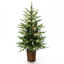 Sapin de Noël artificiel pré-illuminé de 120 cm avec pot en plastique imitation rotin et guirlandes lumineuses DEL blanc chaud scintillantes