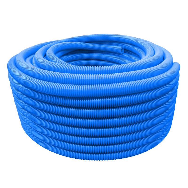 Tuyau PEX-A en PEHD ondulé pré-tissé 3/4 po x 300 pi Tuyau Pex isolé, eau chaude et froide, bleu
