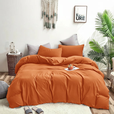 Plain Dyed Microfiber Duvet Cover Set with Pillowcases (3-Piece)