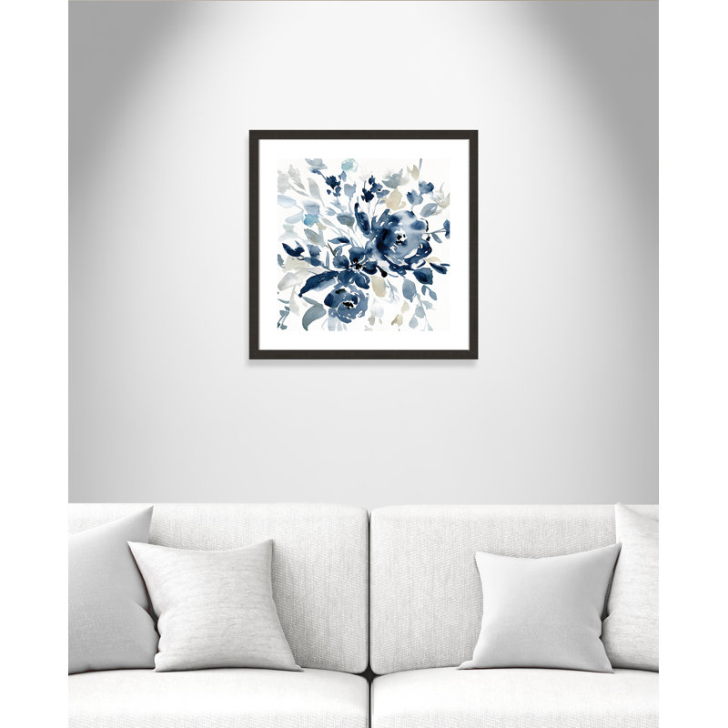 Indigo Garden I - peinture encadrée, Papier encadré espresso foncé, H 24 po x l 24 po x P 2 po
