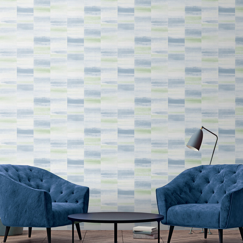 Robbin 10m x 53cm Textured Metallic Finish Non-pasted Wallpaper Roll, Blue/Green