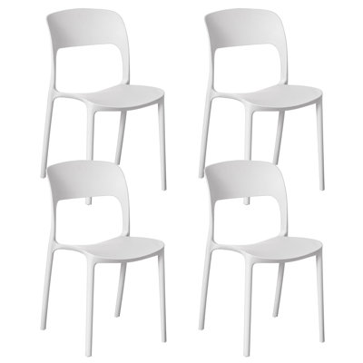 Modern Plastic Outdoor Dining Chair with Open Curved Back, Set of 4