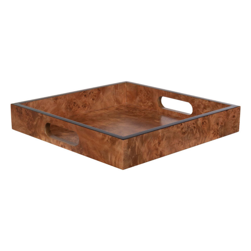 Wood Decorative Tray, 2.50" H x 12" W x 12" D