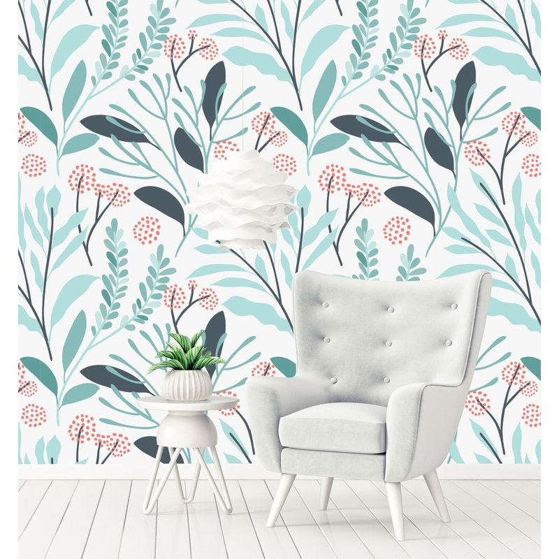 Papier peint amovible floral, L 9 po x l 15 po