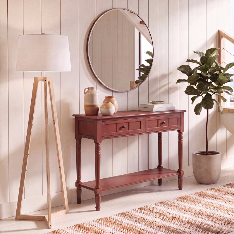 Brookshire 30.48 cm Solid Wood Top Console Table, Red