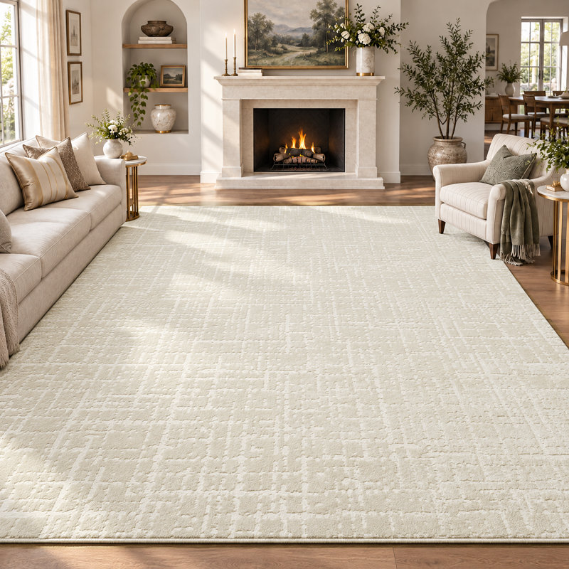 Tapis lavable doux et moderne pour salon, chambre à coucher, Rectangle 9' x 12'