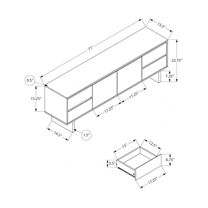 Trendy Transitional TV Stand Console With Storage Drawers And Cabinet For Home Entertainment Organization And Style