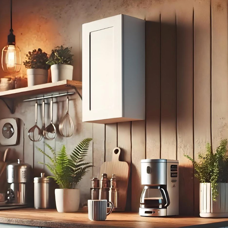 Armoire murale polyvalente en bois massif blanc avec tablettes réglables pour la cuisine, le garage, le bureau H 18 po x P 12 po x 42 po, finition laquée, installation simple avec une grande porte de rangement, buanderie, salon