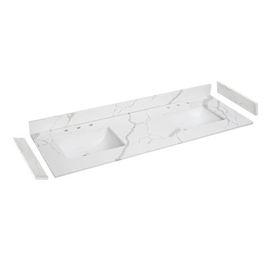 60''double Bathroom Vanity Top In  Quartz Stone