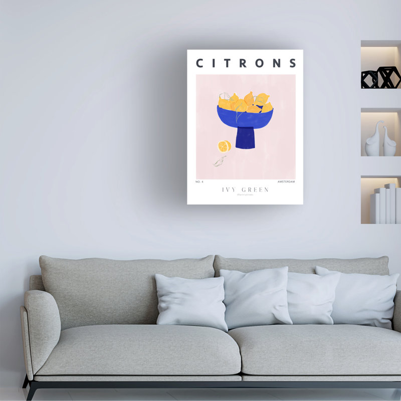 Citrons sur toile par Ivy Green, reproduction d'illustrations, H 47 po x l 35 po x P 2 po